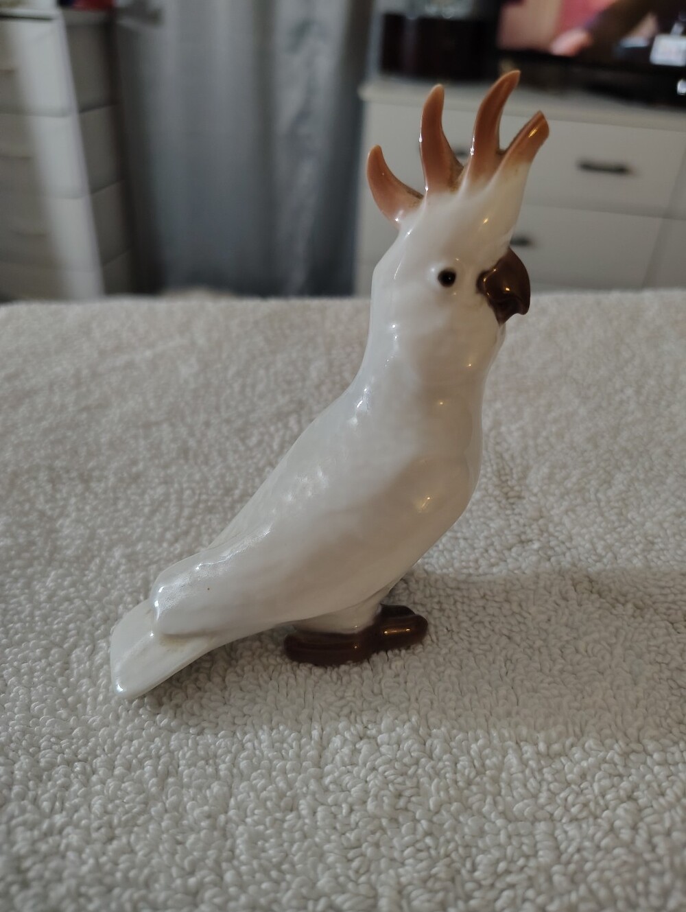 Gondahl Vintage # 2178 White Cockatoo Porcelain Figurine with Brown Crest